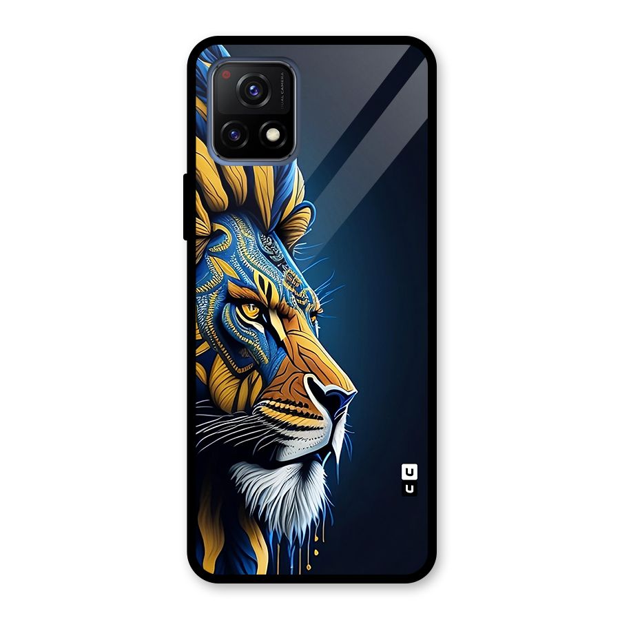 Premium Lion Abstract Side Art Glass Back Case for Vivo Y72 5G