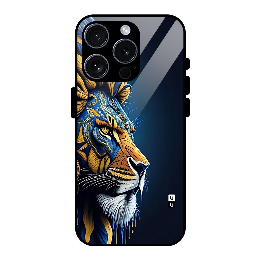 Premium Lion Abstract Side Art Glass Back Case for iPhone 15 Pro