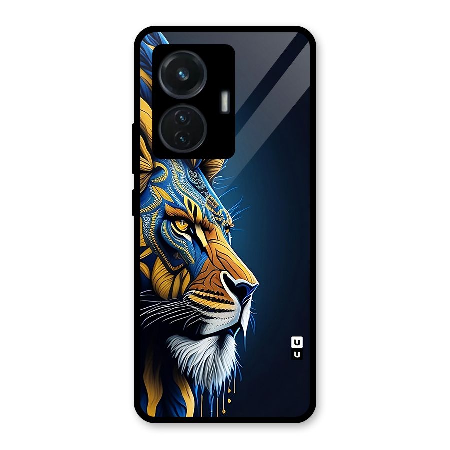 Premium Lion Abstract Side Art Glass Back Case for iQOO Z6 44W