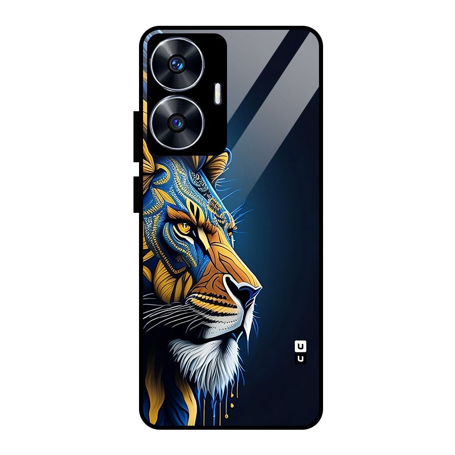 Premium Lion Abstract Side Art Glass Back Case for realme C55