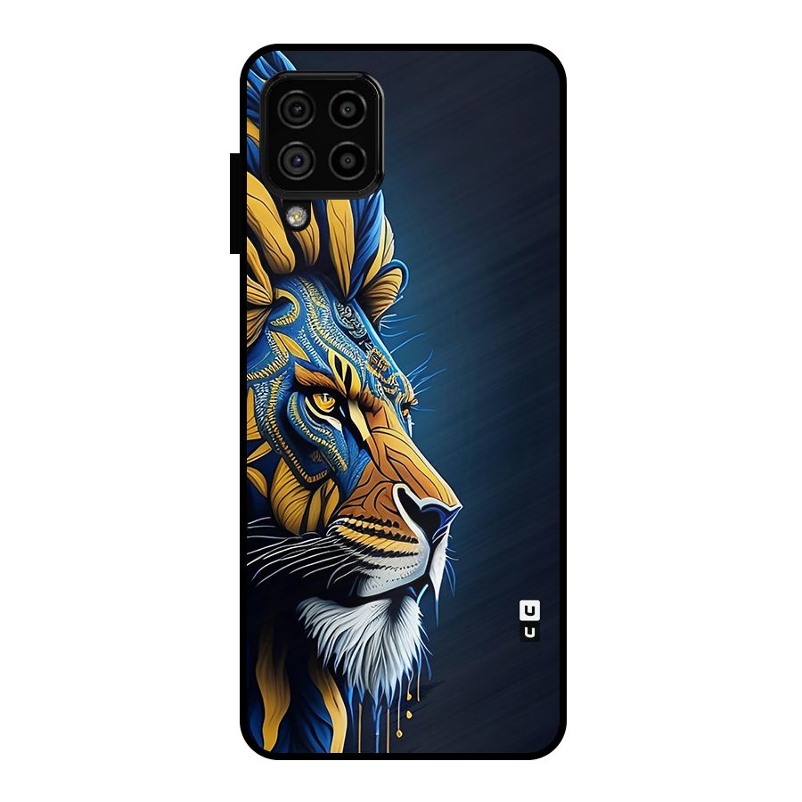 Premium Lion Abstract Side Art Metal Back Case for Galaxy A22 4G