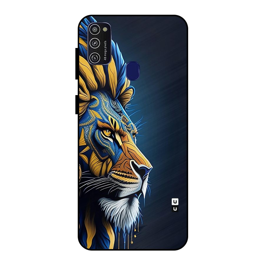 Premium Lion Abstract Side Art Metal Back Case for Galaxy M30s