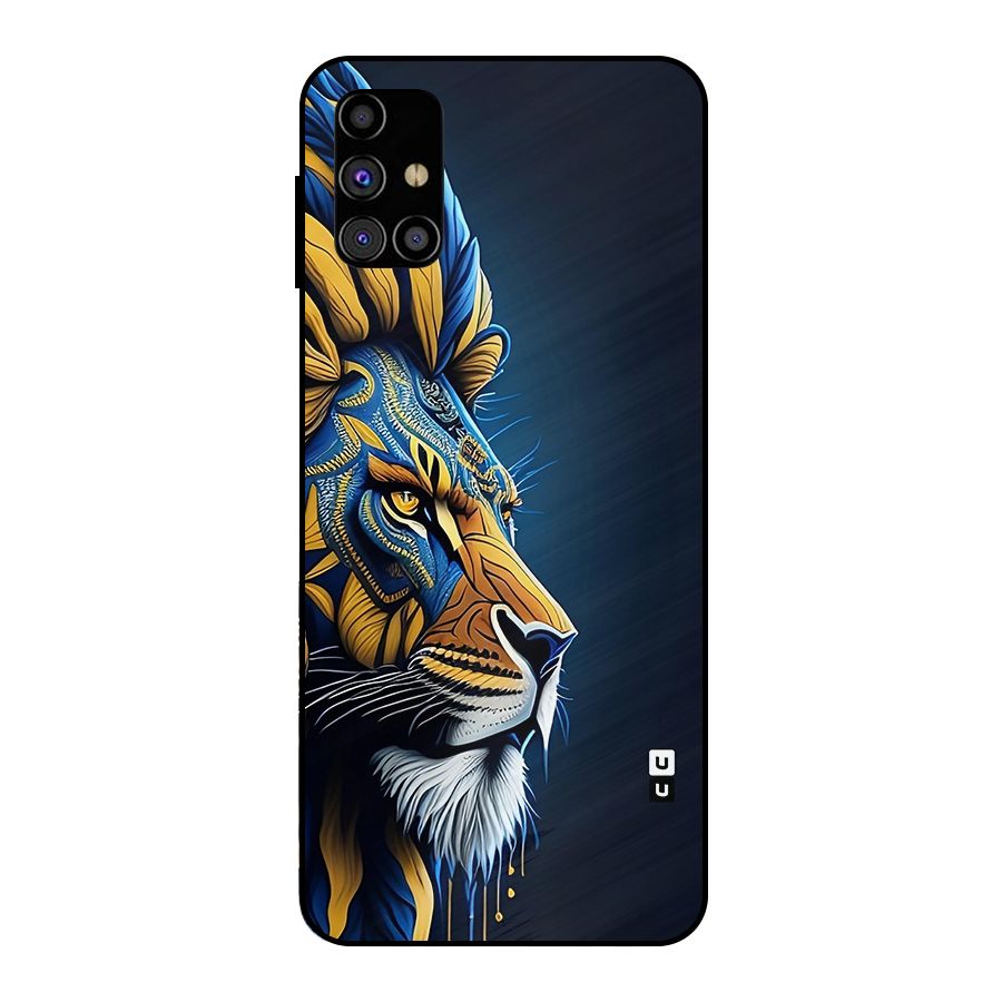 Premium Lion Abstract Side Art Metal Back Case for Galaxy M31s