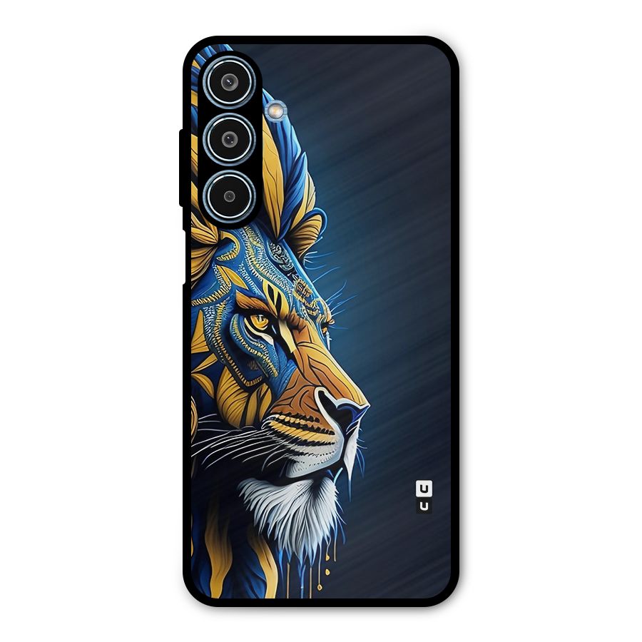 Premium Lion Abstract Side Art Metal Back Case for Galaxy M35
