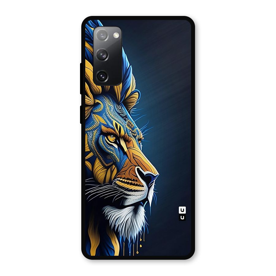 Premium Lion Abstract Side Art Metal Back Case for Galaxy S20 FE 5G