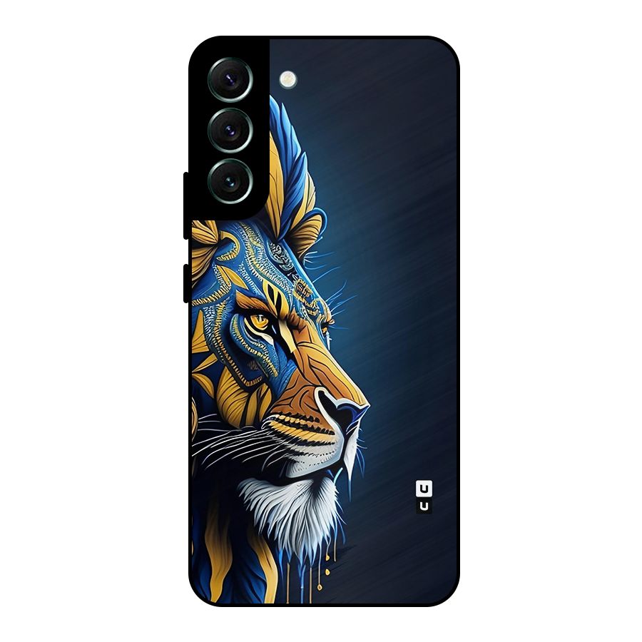 Premium Lion Abstract Side Art Metal Back Case for Galaxy S22 Plus 5G