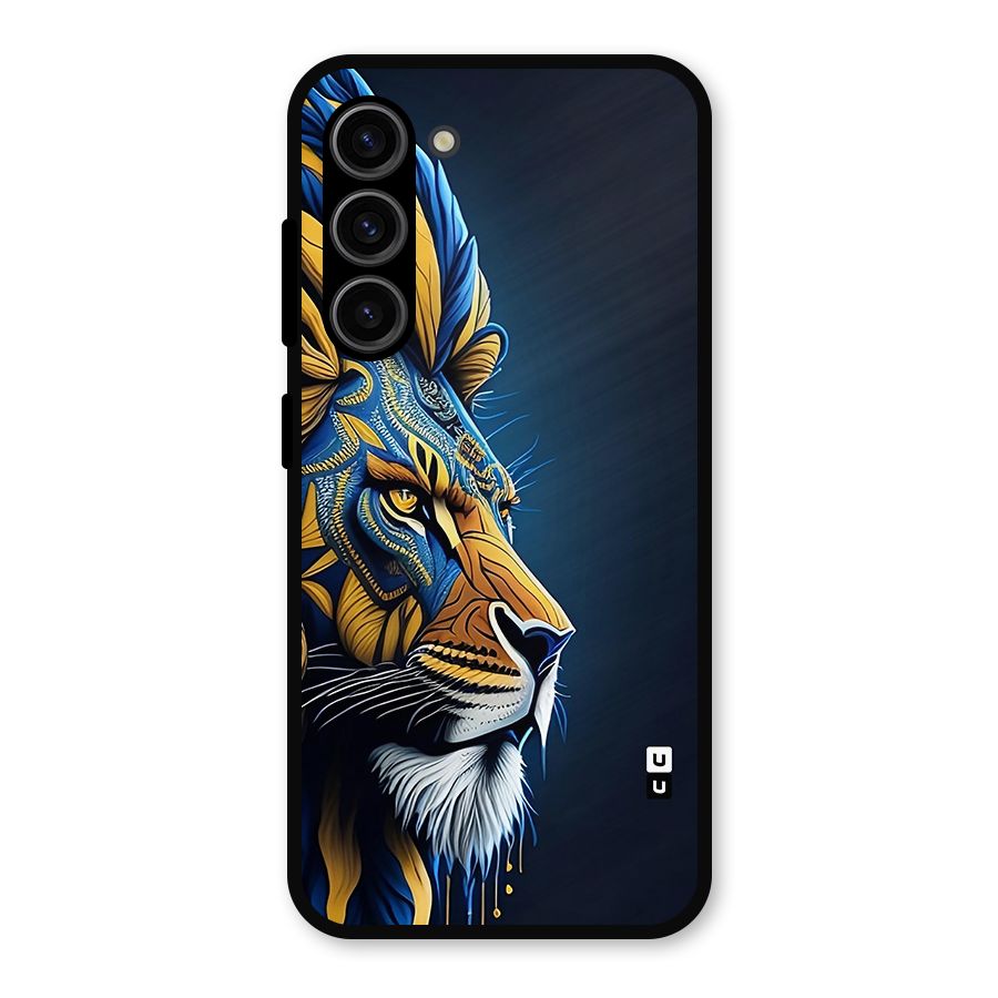 Premium Lion Abstract Side Art Metal Back Case for Galaxy S23