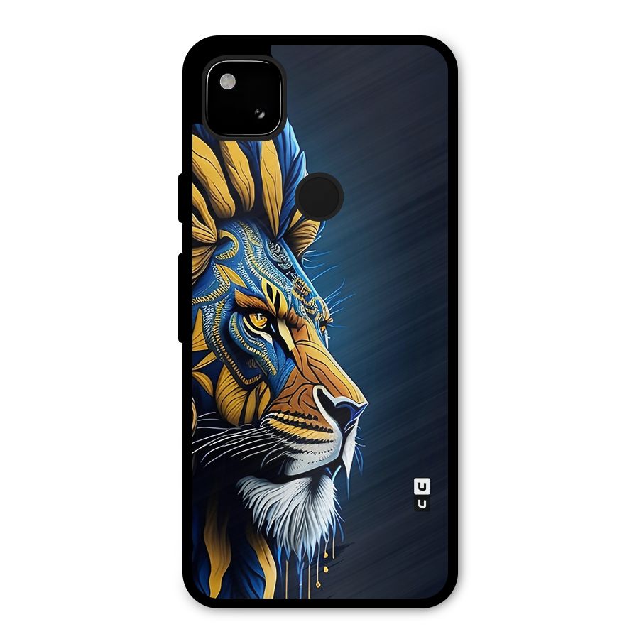 Premium Lion Abstract Side Art Metal Back Case for Google Pixel 4a