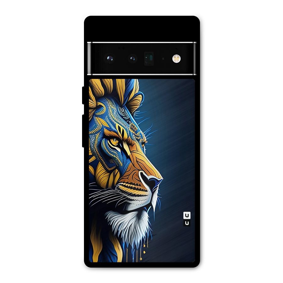 Premium Lion Abstract Side Art Metal Back Case for Google Pixel 6 Pro