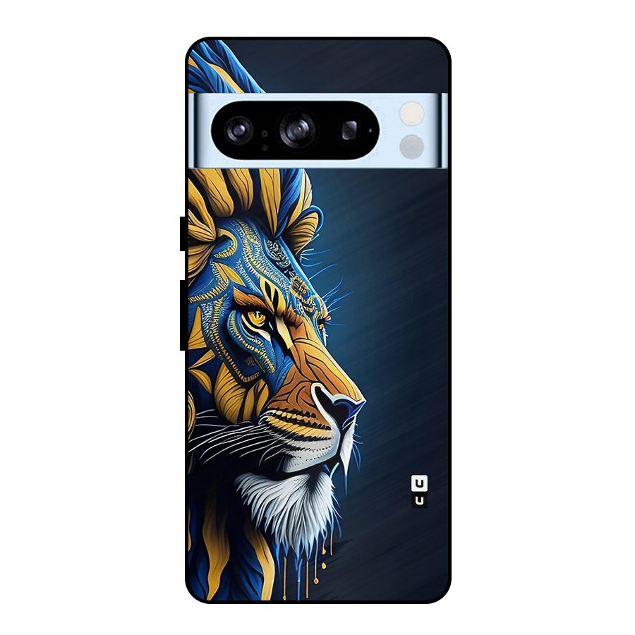 Premium Lion Abstract Side Art Metal Back Case for Google Pixel 8 Pro