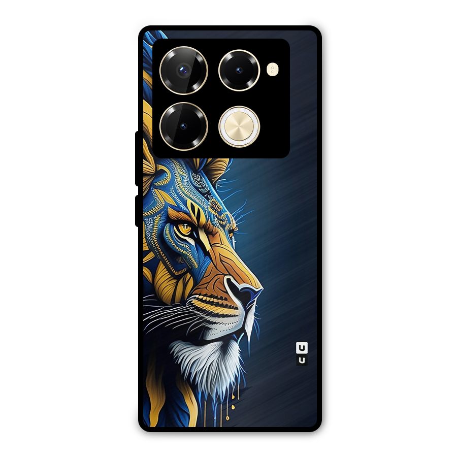 Premium Lion Abstract Side Art Metal Back Case for Infinix Note 40 Pro