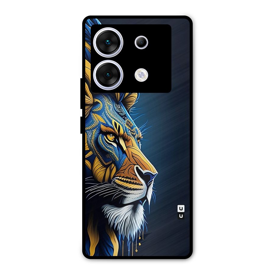 Premium Lion Abstract Side Art Metal Back Case for Infinix Zero 30 5G