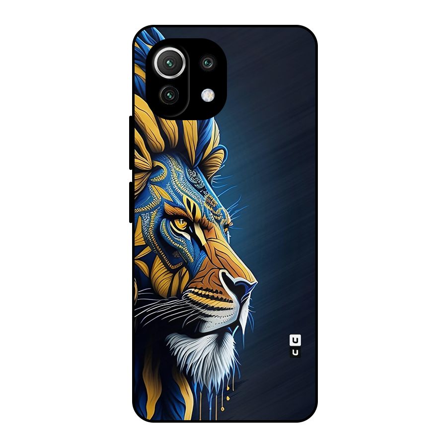 Premium Lion Abstract Side Art Metal Back Case for Mi 11 Lite