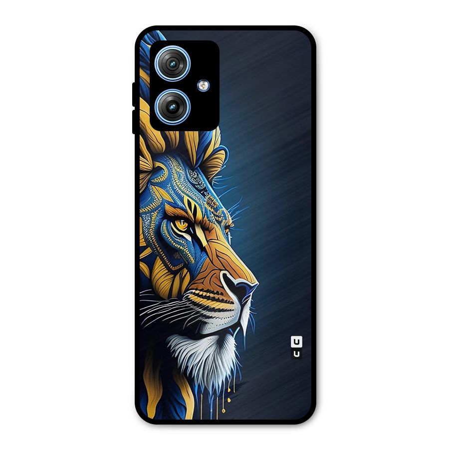 Premium Lion Abstract Side Art Metal Back Case for Moto G54