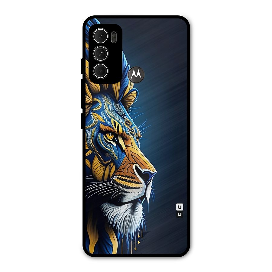 Premium Lion Abstract Side Art Metal Back Case for Moto G60
