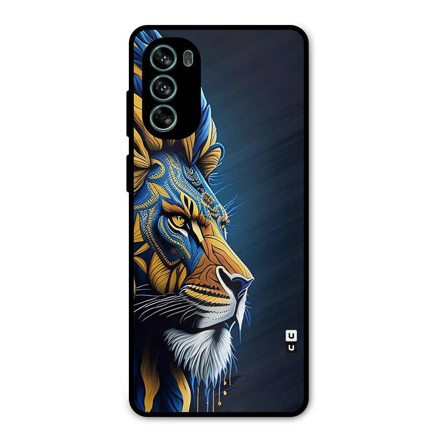 Premium Lion Abstract Side Art Metal Back Case for Moto G62