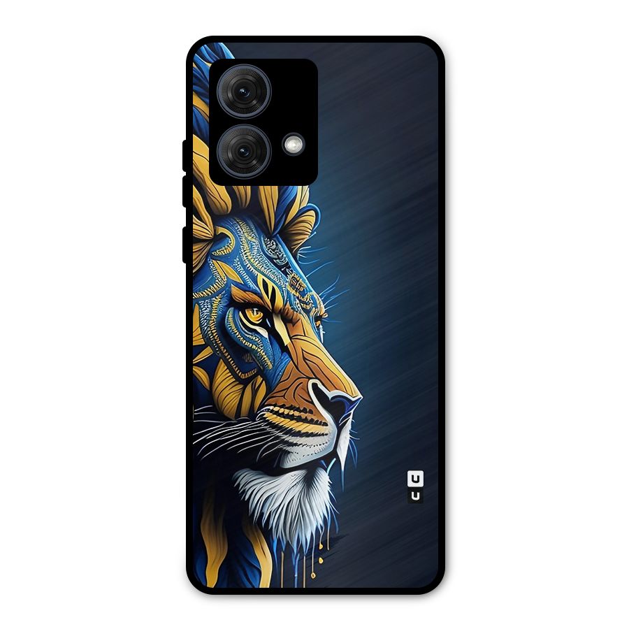 Premium Lion Abstract Side Art Metal Back Case for Moto G84