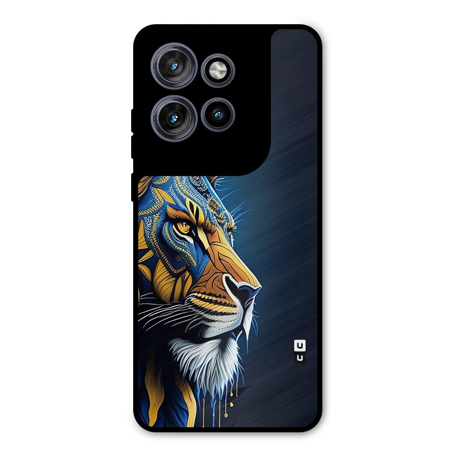Premium Lion Abstract Side Art Metal Back Case for Motorola Edge 50 Neo
