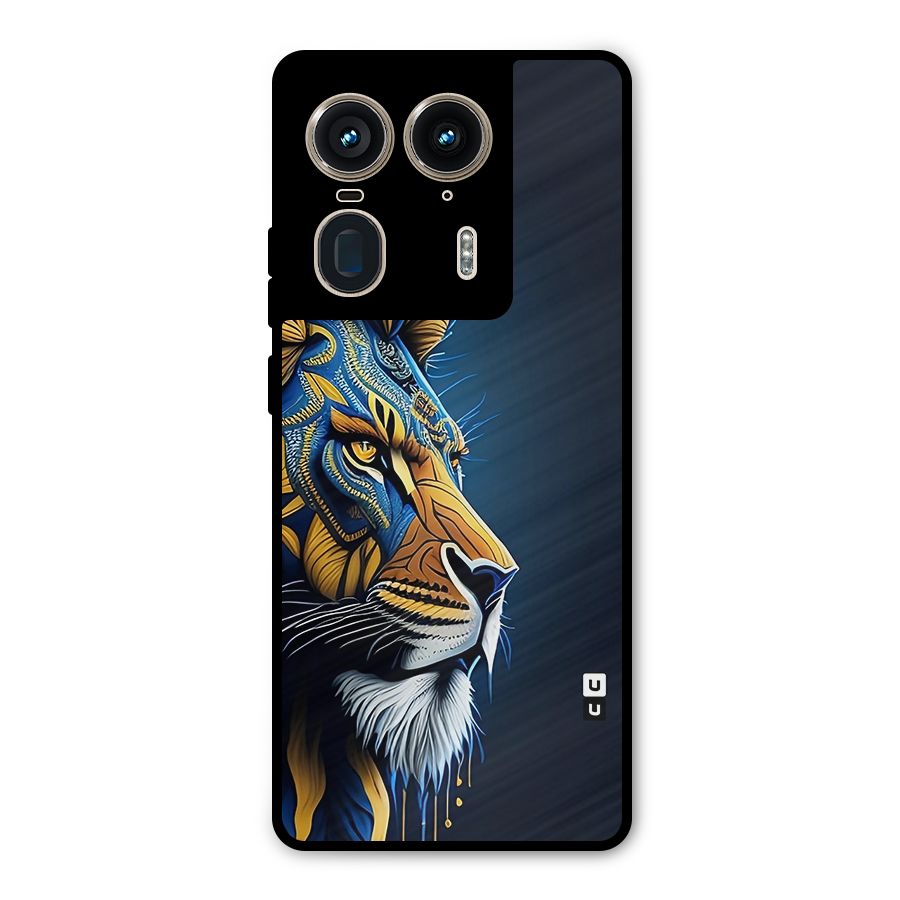 Premium Lion Abstract Side Art Metal Back Case for Motorola Edge 50 Ultra
