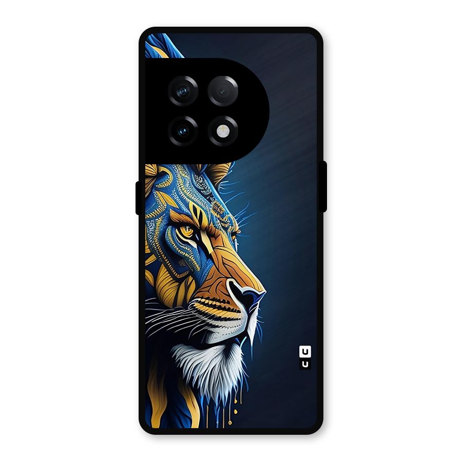Premium Lion Abstract Side Art Metal Back Case for OnePlus 11R