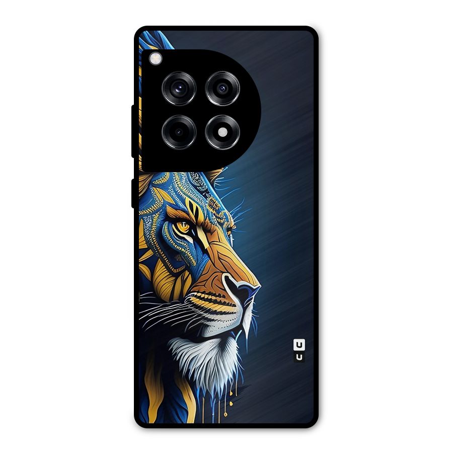 Premium Lion Abstract Side Art Metal Back Case for OnePlus 12R