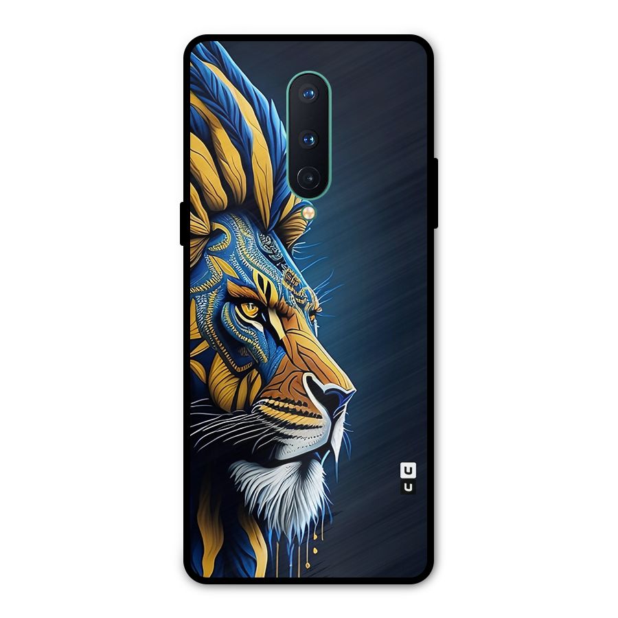 Premium Lion Abstract Side Art Metal Back Case for OnePlus 8
