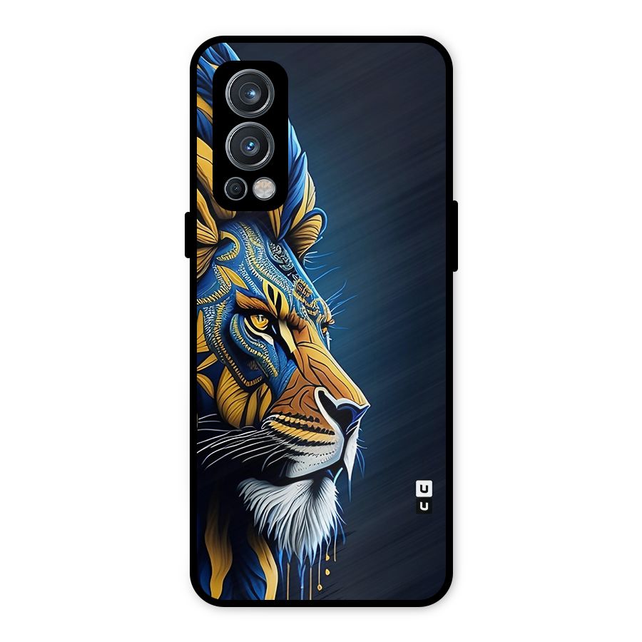 Premium Lion Abstract Side Art Metal Back Case for OnePlus Nord 2 5G