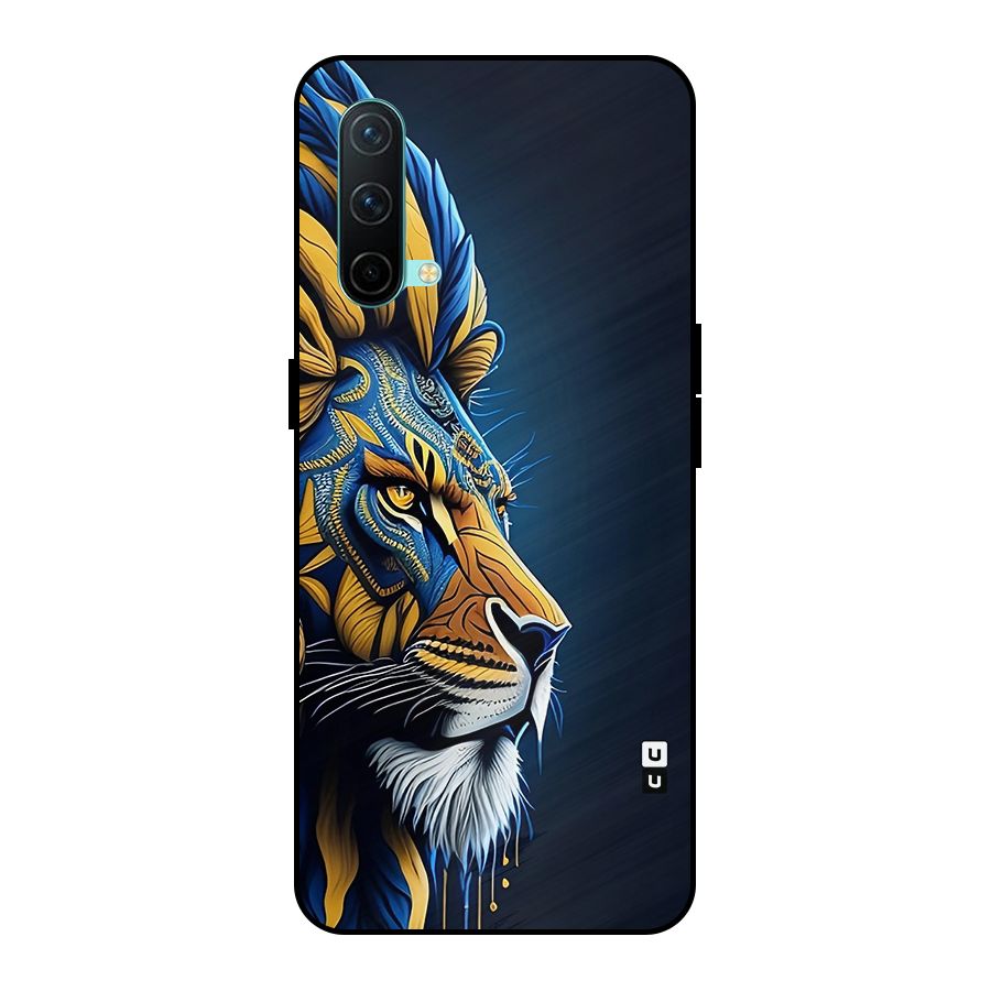 Premium Lion Abstract Side Art Metal Back Case for OnePlus Nord CE 5G