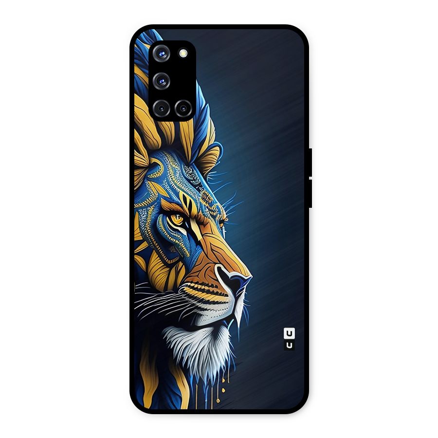 Premium Lion Abstract Side Art Metal Back Case for Oppo A52
