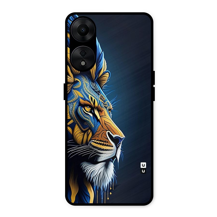 Premium Lion Abstract Side Art Metal Back Case for Oppo A78 5G