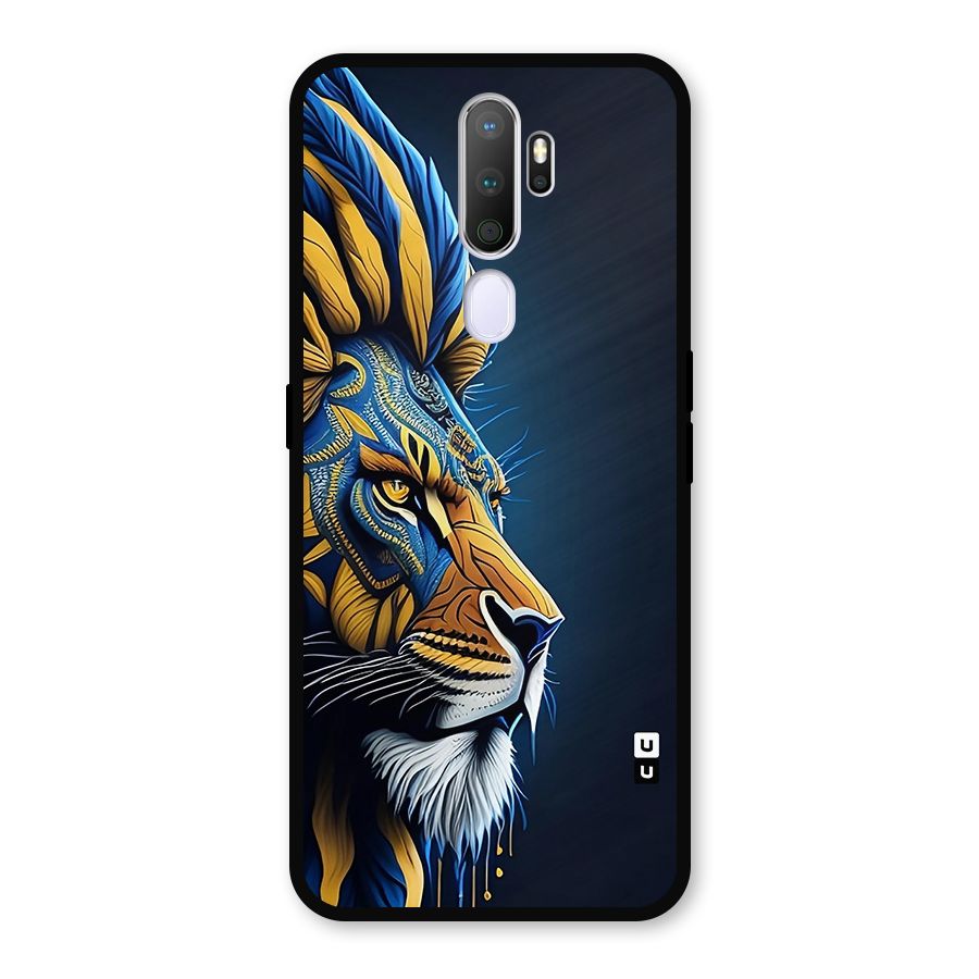 Premium Lion Abstract Side Art Metal Back Case for Oppo A9 (2020)