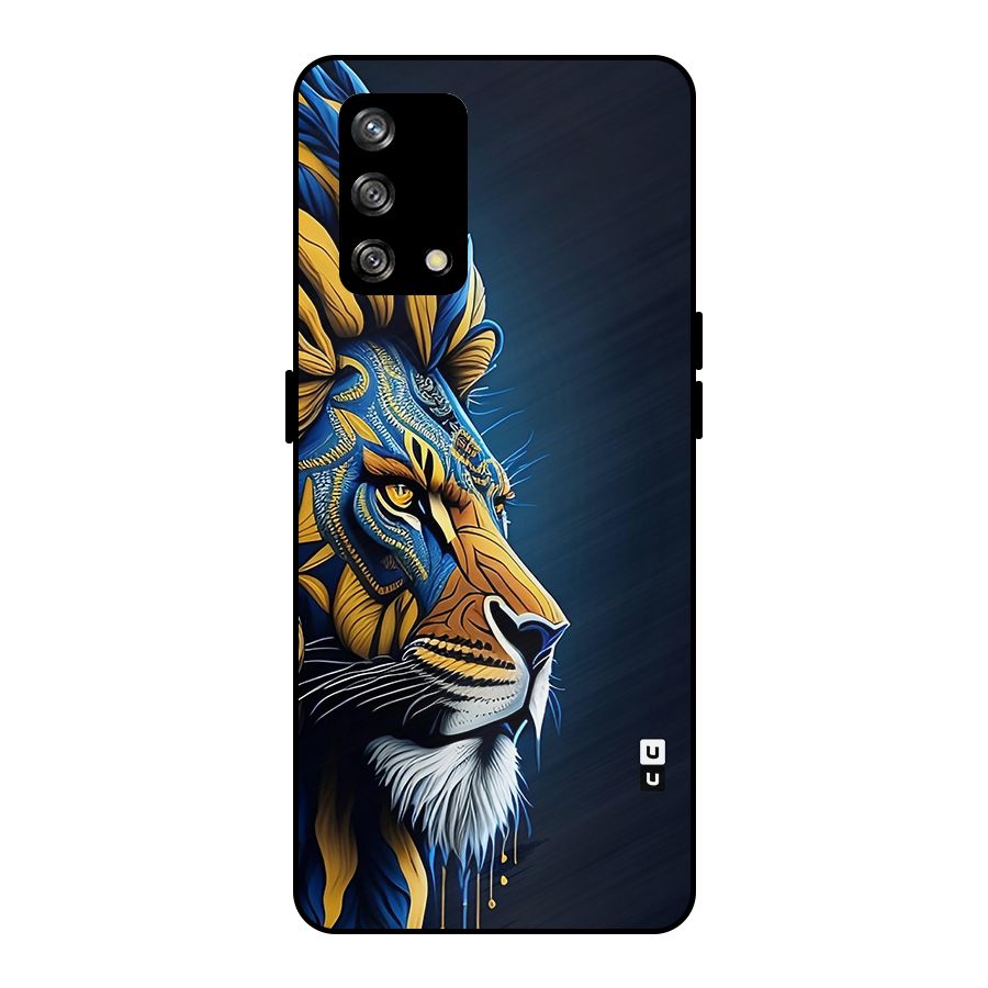 Premium Lion Abstract Side Art Metal Back Case for Oppo F19