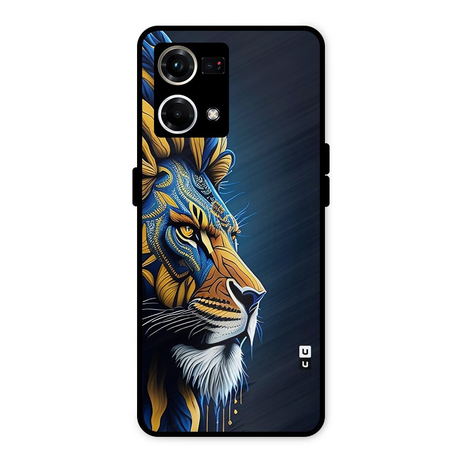 Premium Lion Abstract Side Art Metal Back Case for Oppo F21s Pro 4G