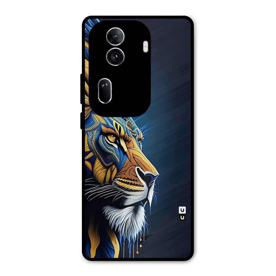 Premium Lion Abstract Side Art Metal Back Case for Oppo Reno11 Pro 5G