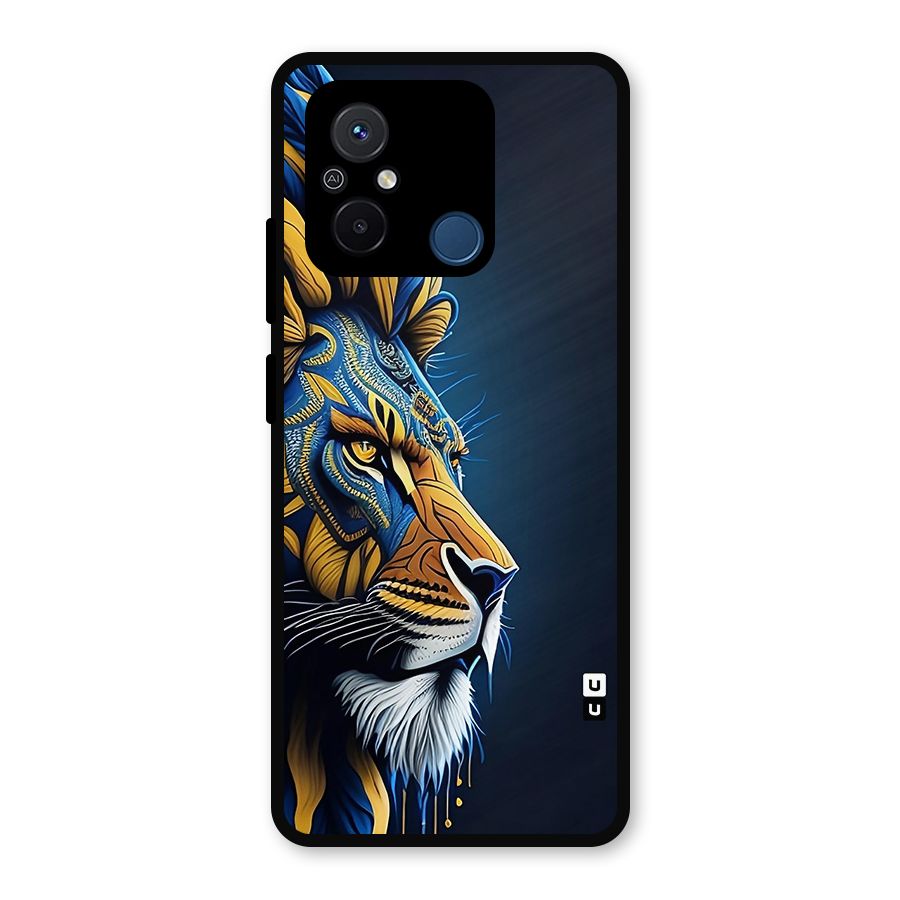 Premium Lion Abstract Side Art Metal Back Case for Poco C55