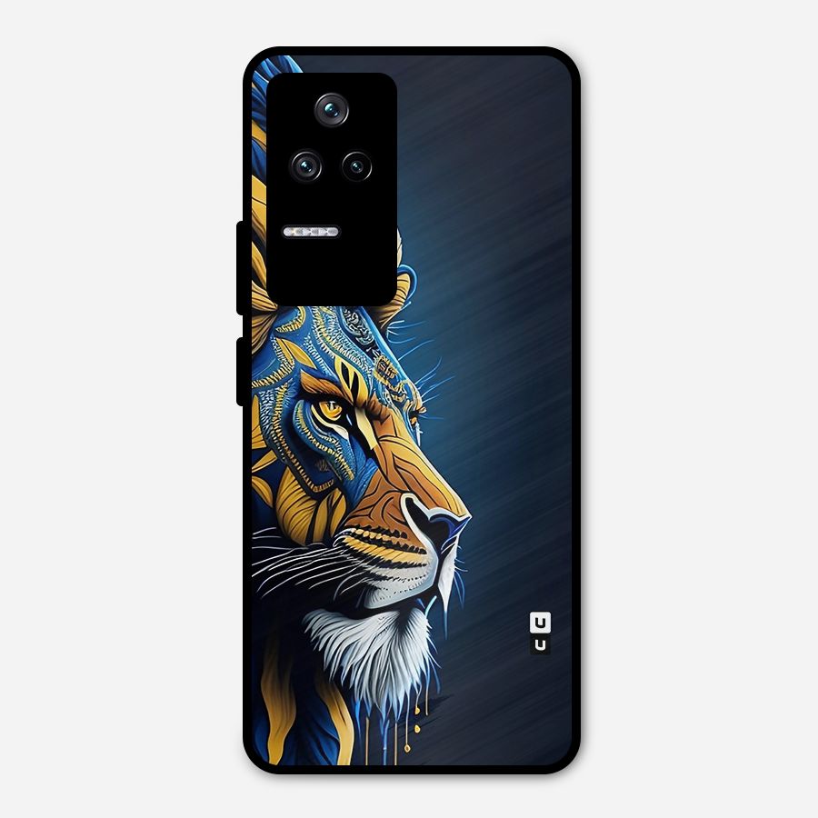 Premium Lion Abstract Side Art Metal Back Case for Poco F4 5G
