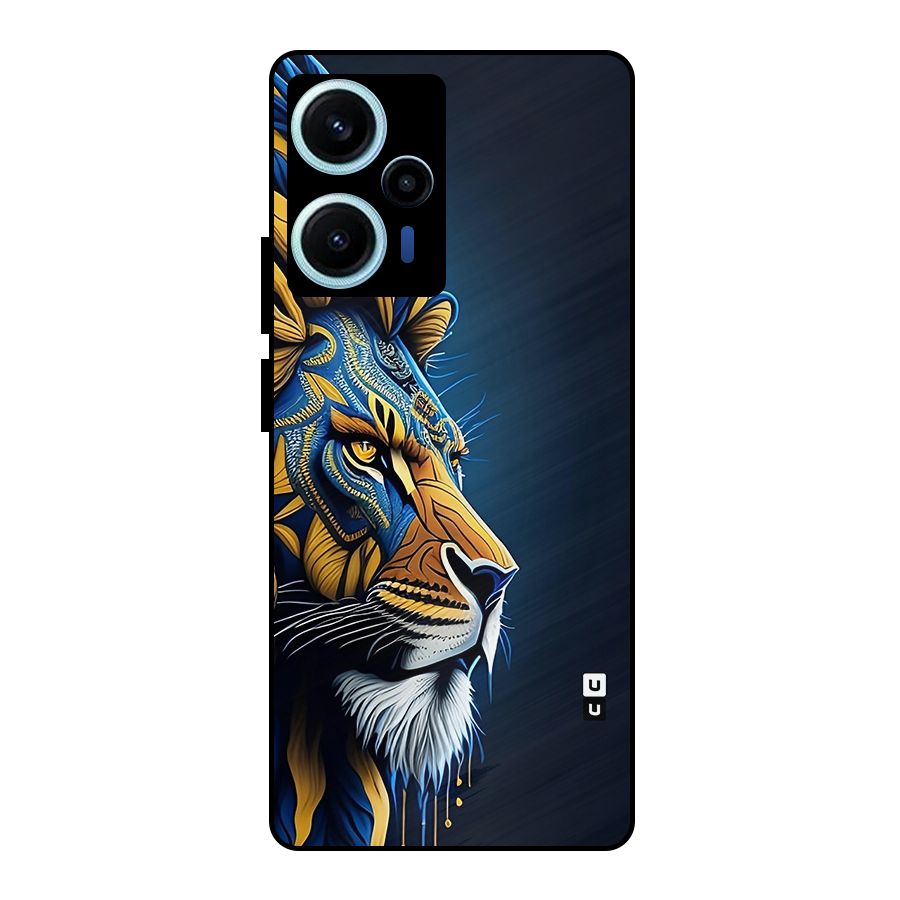 Premium Lion Abstract Side Art Metal Back Case for Poco F5