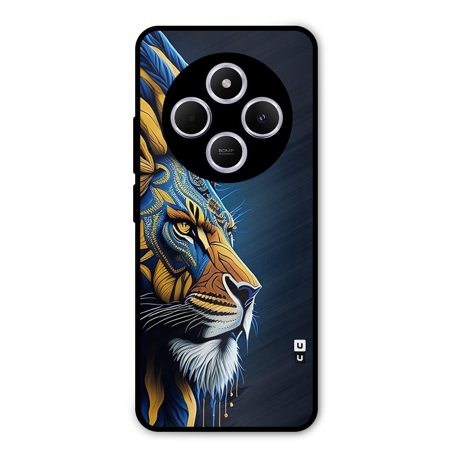 Premium Lion Abstract Side Art Metal Back Case for Poco M7