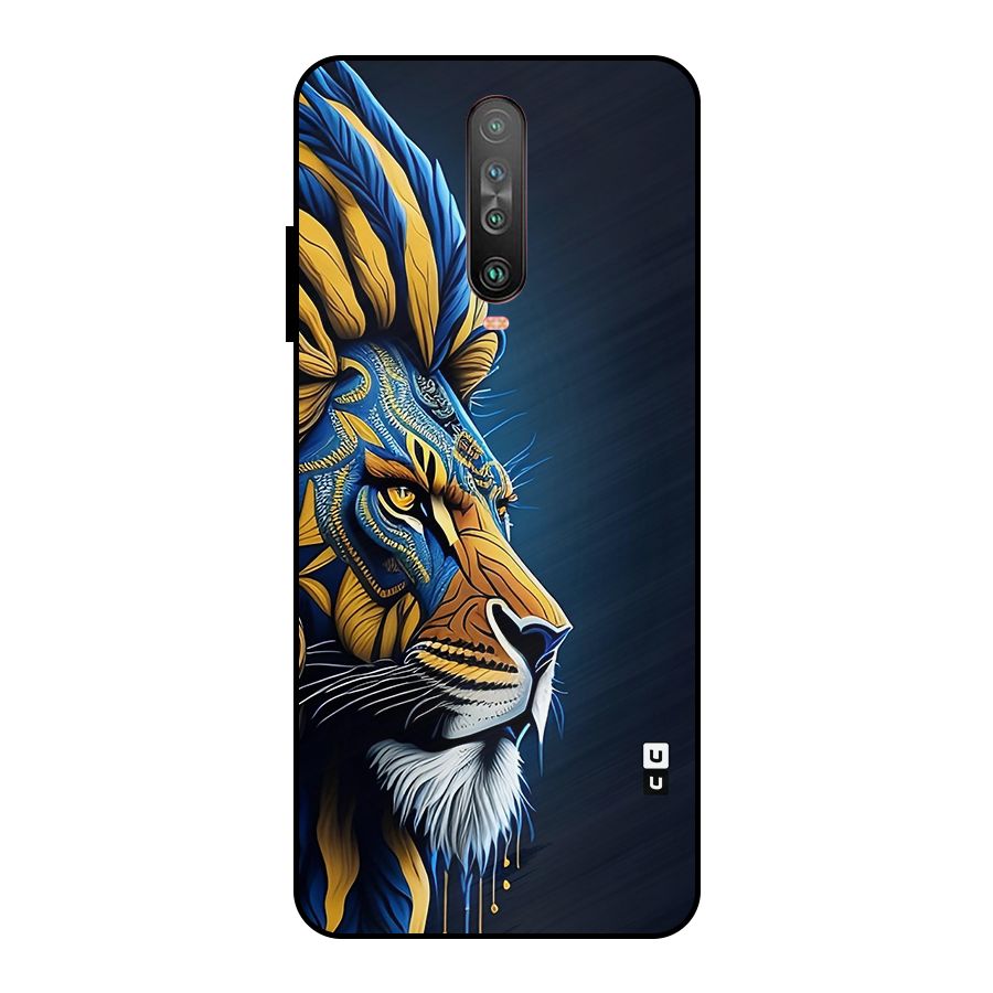 Premium Lion Abstract Side Art Metal Back Case for Poco X2