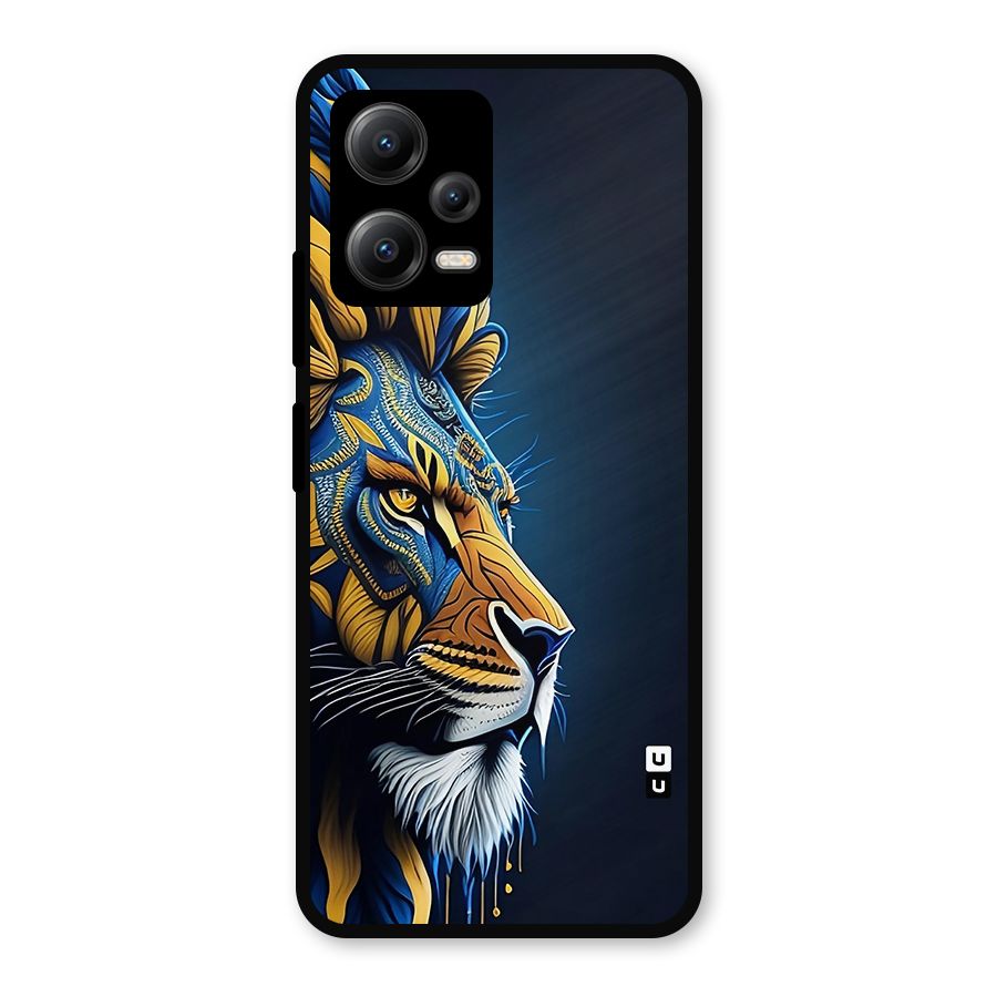 Premium Lion Abstract Side Art Metal Back Case for Poco X5