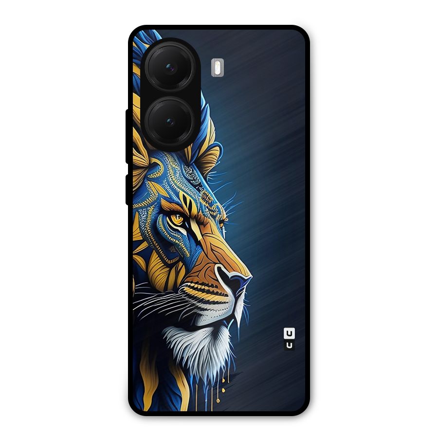 Premium Lion Abstract Side Art Metal Back Case for Poco X7 Pro
