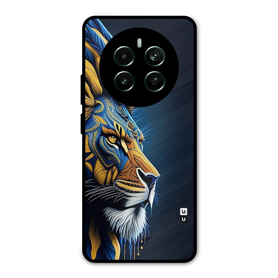 Premium Lion Abstract Side Art Metal Back Case for Realme 12 Pro Plus