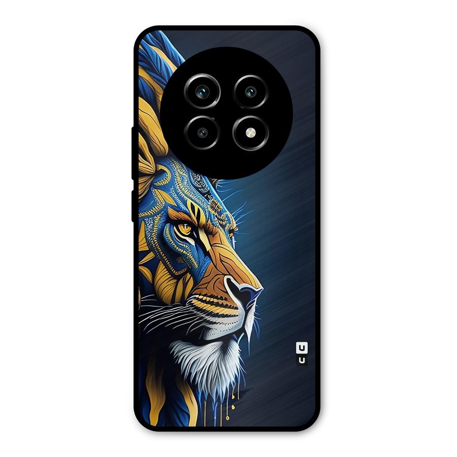 Premium Lion Abstract Side Art Metal Back Case for Realme 13 Pro