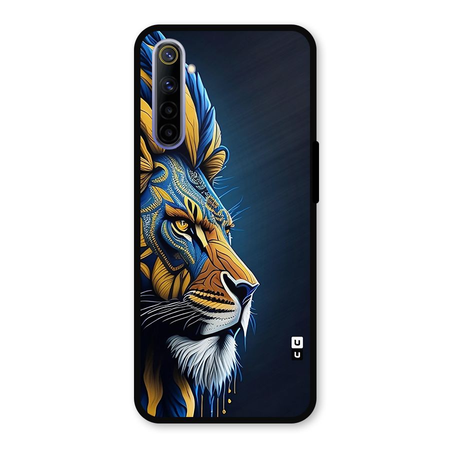 Premium Lion Abstract Side Art Metal Back Case for Realme 6