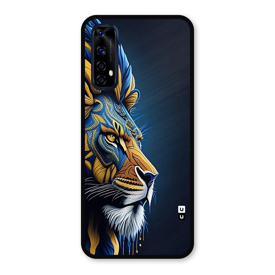 Premium Lion Abstract Side Art Metal Back Case for Realme 7
