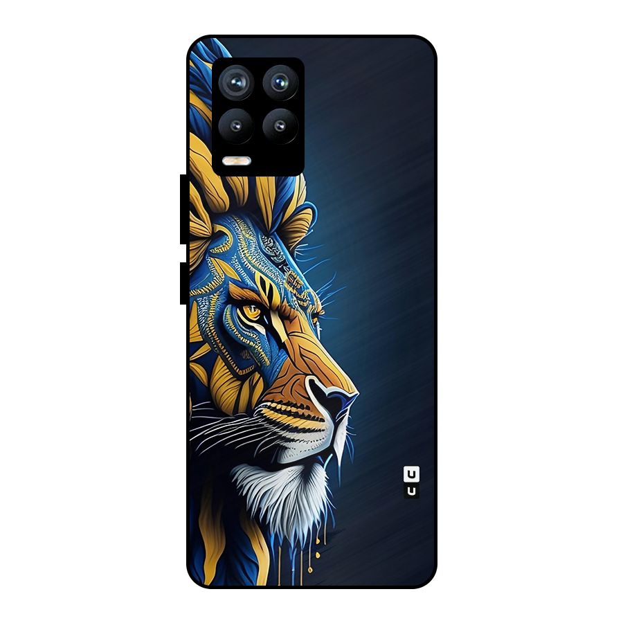 Premium Lion Abstract Side Art Metal Back Case for Realme 8 Pro