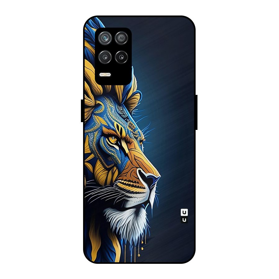 Premium Lion Abstract Side Art Metal Back Case for Realme 8s 5G