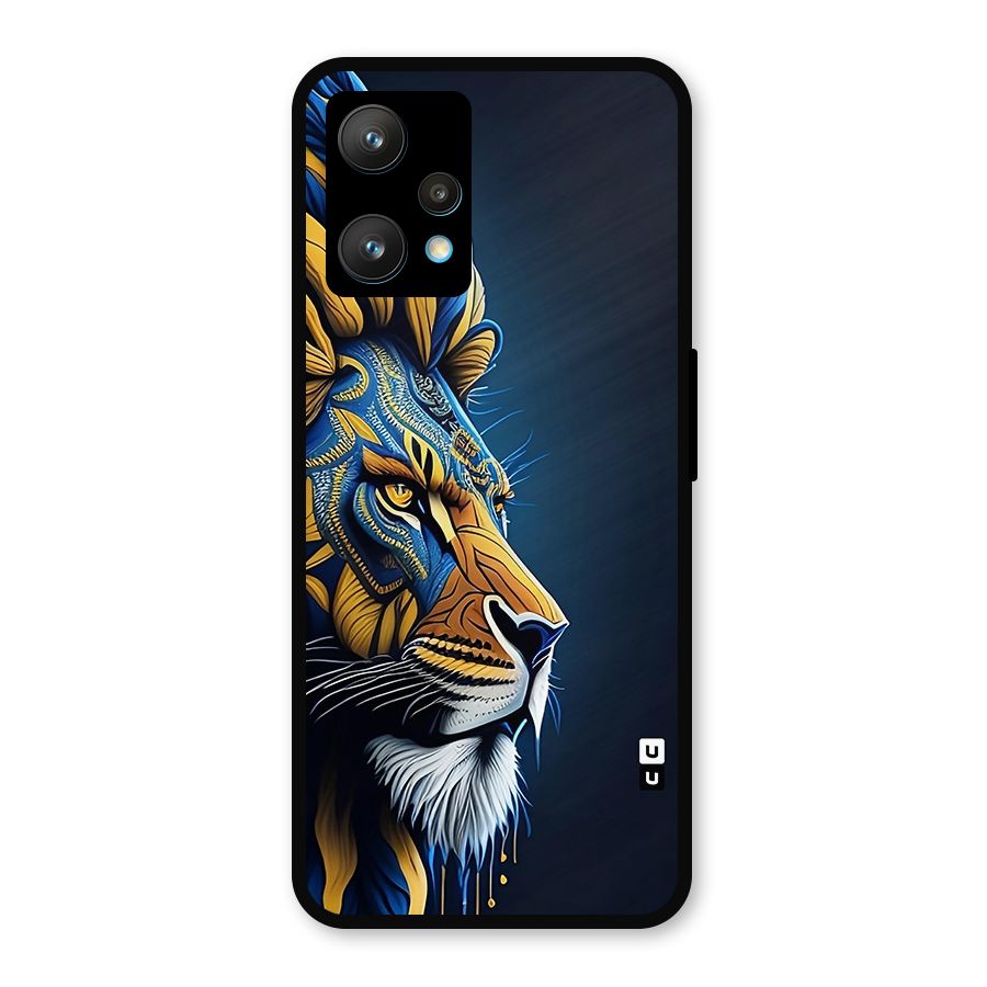 Premium Lion Abstract Side Art Metal Back Case for Realme 9