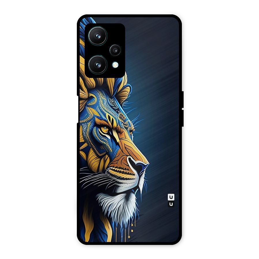 Premium Lion Abstract Side Art Metal Back Case for Realme 9 Pro 5G