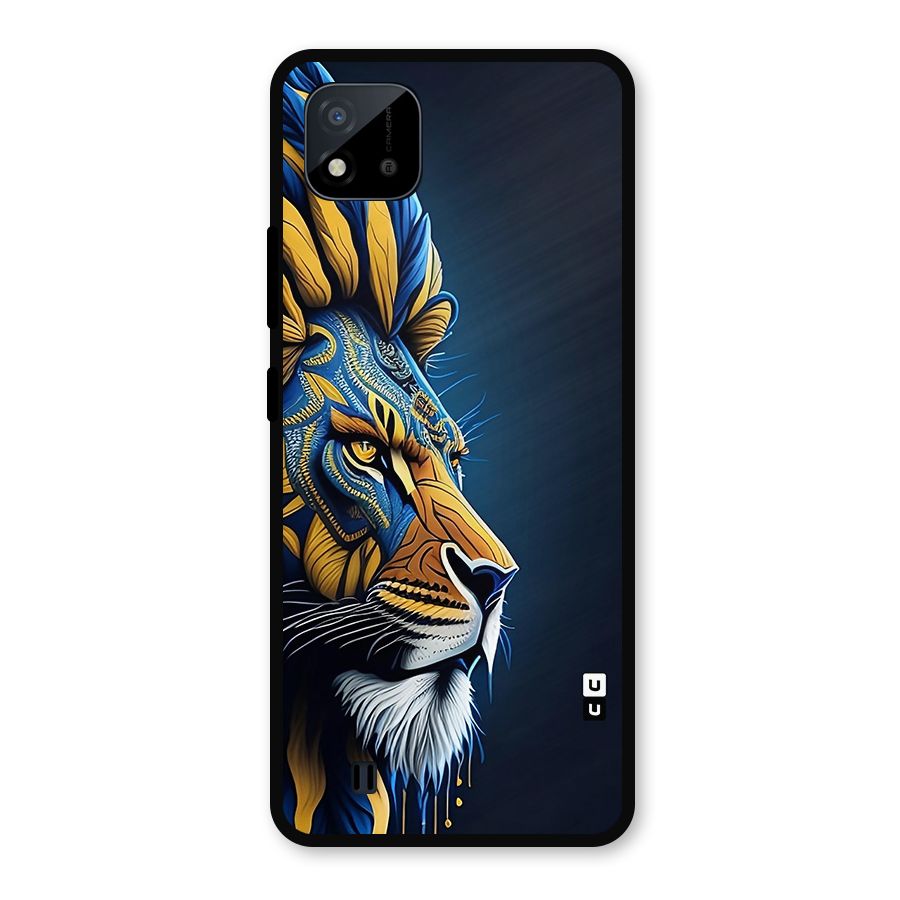 Premium Lion Abstract Side Art Metal Back Case for Realme C11 2021